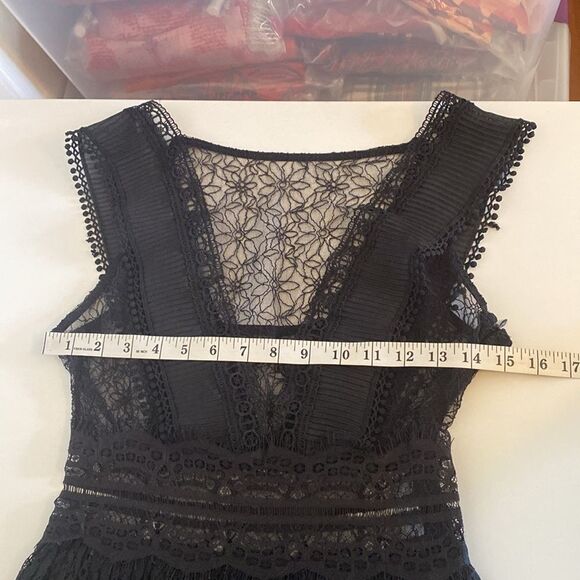 Zara Black Contrasting Lace Dress Midi Dress Size XS - Picture 12 of 14